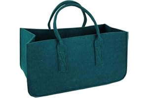 ‎CLOSE UP Close Up Filztasche Kaminholztasche Einkaufstasche Shopper Felt Bag, aus robustem Polyesterfilz, mit Henkel (Tannengrün/Petrol)