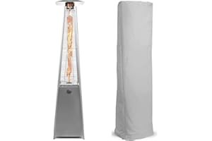 BU-KO Outdoor Gas Heating | Garden, Camping, Barbecue Parties | 13kw Propane Burner Pyramid in Stainless Steel | LPG heating and rain proof protection included