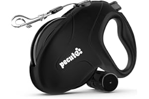 Pecute Laisse Chien Enrouleur 10m, Laisses Rétractables pour Chiens(Jusqu'à 50Kg), avec Un Boutton S'arrêter Bloquer, Ruban en Nylon avec Coutures Réfléchissantes, pour Petit, Moyen et Grand Chiens