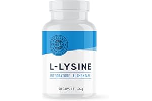 Vimergy L-Lysine 500 mg L-Lisina in Capsule, 90 Dosi – Amminoacido Essenziale – Capsula Vegana Senza Gelificanti - Senza OGM, Senza Glutine, Senza Gelatina, Kosher