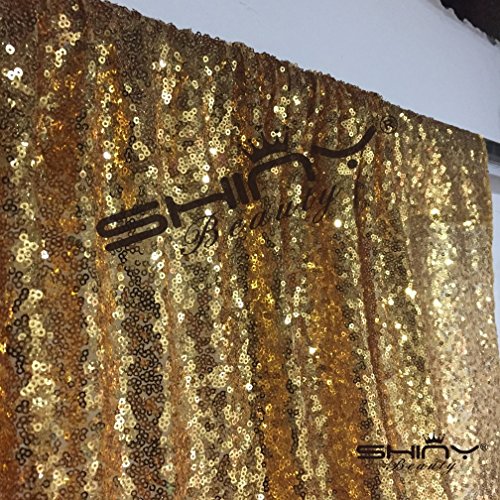 ShinyBeauty 180x215cm Gold Pailletten Kulissen, Gold Pailletten Stoff, Stoff Hintergründe, Hochzeit Kulissen Pailletten Vorhänge, drapieren, Pailletten-Panels, erröten Home Decor - 4
