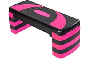 MAXSTRENGTH Stepper de ejercicio aeróbico con 5 niveles ajustables, ideal para gimnasio en casa, equipo de entrenamiento, cardio, yoga (rosa)