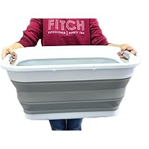 SAMMART Set 2 Cestini Pieghevoli Per Biancheria 41L Cadauno – Contenitori Salvaspazio Con Manici, Viola Chiaro