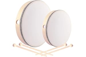 SUNSHINE SMILE 2-piece hand drum with beater for children, hand drum percussion, tambourine drum, tambourine percussion, drum with mallet
