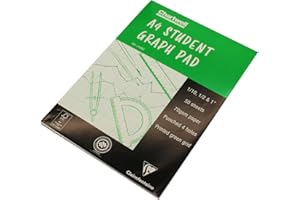 Clairefontaine - Ref J104BZ – Blocco grafico Chartwell (contiene 50 fogli) – A4 (210 x 297 mm) Formato, 1/10, 1/2 & 1 Inch Square Rulings, 70gsm carta perforata, FSC certificato