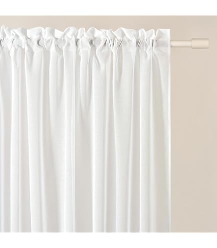 Rideau Voilage Semi-transparent 90 X 100 Cm - Pour Salon Ou Chambre, Avec Manchon Pour Tringle, En Polyester, Blanc, Filtre La Lumière Tout En Préservant L'intimité