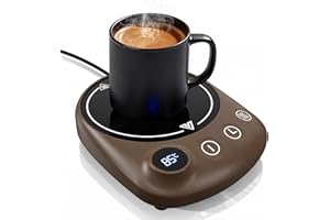 MXMZHXU Kaffeewärmer Tassenwärmer Elektrisch, 4 Einstellbare Temperaturen Kaffeewärmer von 55°C bis 85°C,Kaffeetassenwärmer Mit 1-12H Timerfunktion für Kaffee Tee Milch (Holzmaserung)