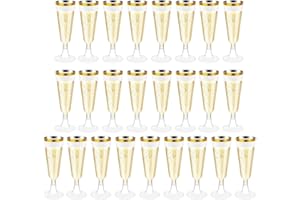 Sitayakuma Flute Champagne Plastique, 25 Pièces Coupe de Champagne Reutilisable, 150ml Gobelet Verre a Biere Vin Cocktail pour Fêtes De Douche D'anniversaire Mariage Jardin