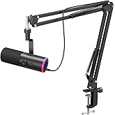TONOR Dynamic Gaming Microphone for PC, XLR/USB Streaming Cardioid Microphone with Arm for Podcast/Studio, AI Noise Cancellat
