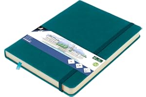 Szkicownik Kangaro A5 Dark Turquoise PU twarda okładka, 80 arkuszy 140 gramów, kremowy papier z taśmą gumową i taśmą