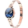 LONGLU Smart Watch for Women, Smartwatch Compatible for iOS Android iPhone Samsung Phones. Fitness Tracker with Heart Rate Blood Pressure Waterproof Bluetooth Pedometer Sleep Activity Tracker (Gold)