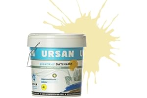 U URSAN Ursan - Plastikril Satinado | Pintura Exterior Satinada - Pintura Impermeabilizante - Indicada para Fachadas con Alta Resistencia a Agentes Atmosféricos - CREMA 4L