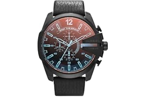 Diesel Montre Chronographe Mega Chief pour Hommes, Taille de boîtier de 59 mm, Montre en Acier Inoxydable