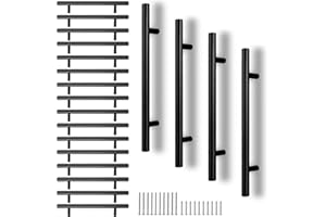 CYEER 20 Pack Black Kitchen Cupboard Handles 128mm Hole Center, Stainless Steel Matt Black Drawer Cupboard Door Handles T Bar Wardrobe Cabinet Pull Handle for Kitchen, Overall Length:200mm