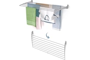 foxydry Fold, Stendibiancheria da parete, Stendino Verticale, Pieghevole da Interno e Esterno in Alluminio e Acciaio 118x50x50 cm (Grigio Down, 1x Fold 120)