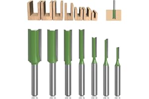 Acboor Set Fresa per Legno 7 Pezzi - Punte per Router Con Gambo Dritto da 6 mm per Scanalatura - 3 mm, 4 mm, 5 mm, 6 mm, 8 mm, 10 mm, 12 mm