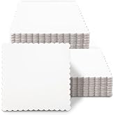 Gcardist Pack of 15 White Square Cake Trays 12 Inch Wavy Edges Food Grade Cardboard Base (12 Inch, Thinner and Yet Stable)