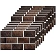 Brown Brick Tile Stickers for Bathroom Kitchen Waterproof Vinyl Stick on Tiles Backsplash Self Adhesives Wall Tile Transfers Peel and Stick Tile Decals for Living Room - 30x15cm (12 Sheets)