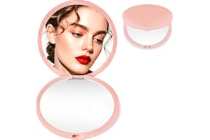 MOXYOY Compact Travel Makeup Mirror, 1X/3X Magnification Pocket Mirror 2-Sided Mini Portable Foldable Handheld, Gifts for Teenage Girls Women, Pink