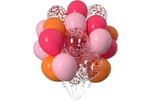 Ainmto Pack of 50 12 Inch Balloons, Matte Pink and Orange, Helium Confetti Balloons for Birthday, Weddings