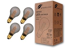 greenandco 4x Ampoule à LED Décorative Style Vintage E27 A60 2W 45lm 2000K 320° 230V, gris fumé, aucun scintillement, non-dimmable