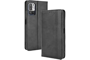 GOGME Leather Folio Funda para Xiaomi Poco M3 Pro 5G | Redmi Note 10 5G Funda, Flip Wallet Carcasa Tipo Libro Protector Magnético y Plegable de PU + TPU Soporte de Ranuras para Tarjetas, Negro