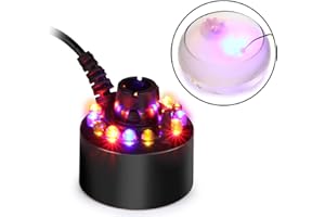 AGPTEK FITNATE Mist Machine Colour Changing 12 LED Ultrasonic Mist Maker Fogger Pond Fog Atomizer, UK Plug, for Halloween, Party