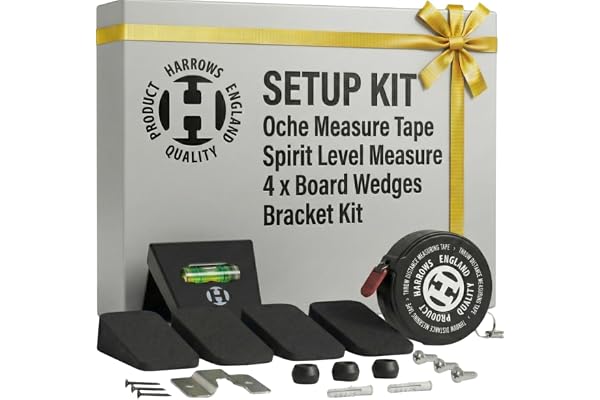Harrows Dart Board Setup Kit – komplett set med dartbrädfäste, piltavla, piltavla, nivåmått, Oche Tejpmått, det enda hela kitet för optimerade dartpilar för professionella