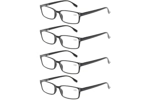 Kerecsen 4-Pack Reading Glasses Spring Hinges Comfortable Readers (+1.50, 4 Pack Black)