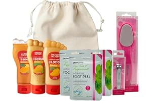 VIKINGTREAT Ultimate Foot Care Kit – Exfoliating Spa Set with Peel Mask, Moisturising Mask & Pedicure Tools (Mango, One Size)