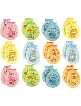 12Paar Mix Farbe Kratz Fäustlinge Handschuhe Baumwolle Baby Neugeborene