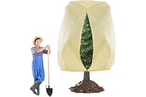 BIQIQI Pflanzenschutz Winter 200x240cm, Winterschutz für Kübelpflanzen mit Reißverschluss Zugband, Winterschutz für Pflanzen Palmen Olivenbaum Baum, Winterschutzhaube für Pflanzen Groß(1 Stück,Beige)