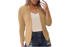 LUSHAASD Blazers for Women UK Slim Fit Outwear Long Sleeve Open Front Jacket Lightweight Business Work Office Blazer Ladies Cardigan Coat Formal Suit