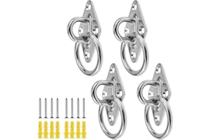ZDNT 4 Pieces 304 Stainless Steel Diamond Eye Hooks Diamond Door Buckles,Heavy Duty Metal Pad Eye Plate,Diamond Boat Pad Eye Plate Anchor with Ring,Tie Rings,for Boat Rigging,Marine Deck Hardware,etc.