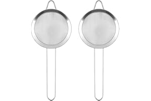 FIBOUND Juego 2 Filtros Cóctel Acero Inox | Colador Fino para Coctelería | Herramienta Profesional para Bares | Tamiz Multiusos para Té y Bebidas