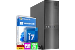 GMR Office PC mit Intel i7 | 4.0GHz | 32 GB RAM | 1000 GB SSD | DVD±RW | Smart ID Card Reader 5-in-1 | MS Office 2021 | USB3 | Windows 11 Pro | Multimedia Computer mit 3 Jahren Garantie!