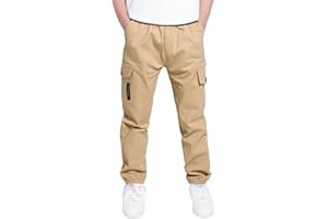 CAMLAKEE Pantalon Garçon Cargo Jogger à Taille Élastiquée
