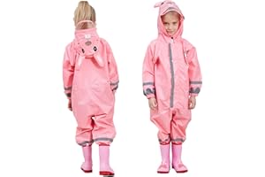 FILOWA Imperméable à Capuche Enfant Fille Manteaux imperméables Combinaison de Pluie Rain Pantalon Respirant Randonnée Vestes Transparent Chapeau Cape Pluie Poncho Unisexe 3-10 Ans