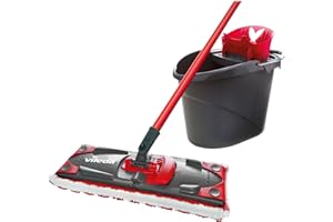 Vileda Utramax Kit Complet Balai et Seau-essoreur, Ensemble de balais à Plat avec Seau, et Housse en Microfibre, Retire Plus de 99% des bactéries avec de l'eau, Vileda Love it Clean