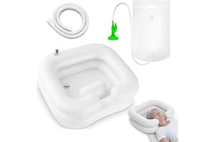 KAIYAYA Lavandino Gonfiabile per Capelli, Lavatesta Portatile con Soffione Doccia, Sacca D'acqua e Tubo di Scarico da 1 m, Pieghevole Lavatesta per Disabili, Allettati, Anziani, Incinte e Feriti