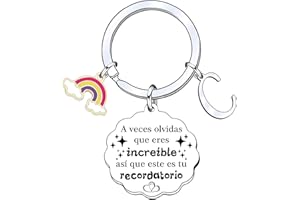 YUANSI Regalo Llavero inspirador, Llavero colgante de plata A-Z 26 letras iniciales A Veces Olvidas Que Eres Increíble, así Que Este Es Tu Recordatorio Para Hija Hijo Hermana Amigos Madre