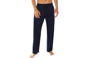 Marvmys Pantaloni Pigiama da Uomo 100% Cotone Pantalone Pigiama Invernale Lungo Pants Casual Men Tinta Unita con Tasche Laterali S-3XL