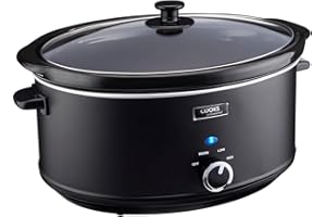 Cooks Professional Slow Cooker 6.5 Litre with Glass Lid, Cool Touch Handles, Dishwasher Safe Bowl, 2 Heat Settings & Keep Warm Function | Large One Pot Cooking Machine | Black