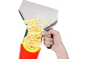 CUEYU French Fries Shovel, Stainless Steel Popcorn Scoop French Fry Bagger, Chip Bagger with Right Handle French Fries Shovel