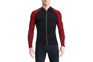 DownLTL Chaqueta de Traje de Neopreno para Hombres- 2mm Tops Camisetas de Traje de Baño Ajustadas de Manga Larga con Cremallera Frontal para Buceo Surf Snorkel Natación Mantiene El Calor Kayak Sup