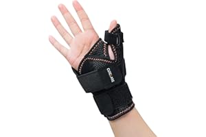 CURECARE Thumb Support for Arthritis, Reversible Thumb Splint for Right & Left Hand, Breathable Thumb Spica Splint for Trigger Thumb, Tendonitis, De Quervain's and Thumb Sprain (Black)