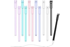 SWoob 12pcs Kawaii Cat Pens Black Cute Gel Pen Ink Stationery Writing Pen Set for Office Supplie School Student Stationary 0.5mm