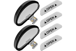 YSDYY 2 Pieces Of Car Rearview Auxiliary Mirror And 4 Pieces Of Warning Car Stickers, Auto Accessories, Adjustable Wide-Angle Mirror, Reflective Car Stickers