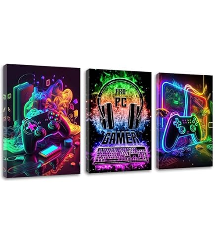 DKORARTE Tableau Moderne Fortnite Epic Games Doré Saison 2 - 97x62cm En 3 Parties