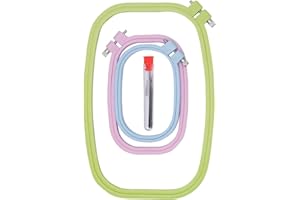 BLBK 3 Size Colorful Embroidery Hoops and Needles, Plastic Square Cross Stitch Hoops Embroidery Circle Set with 16 Needles for Art Craft Handy Sewing